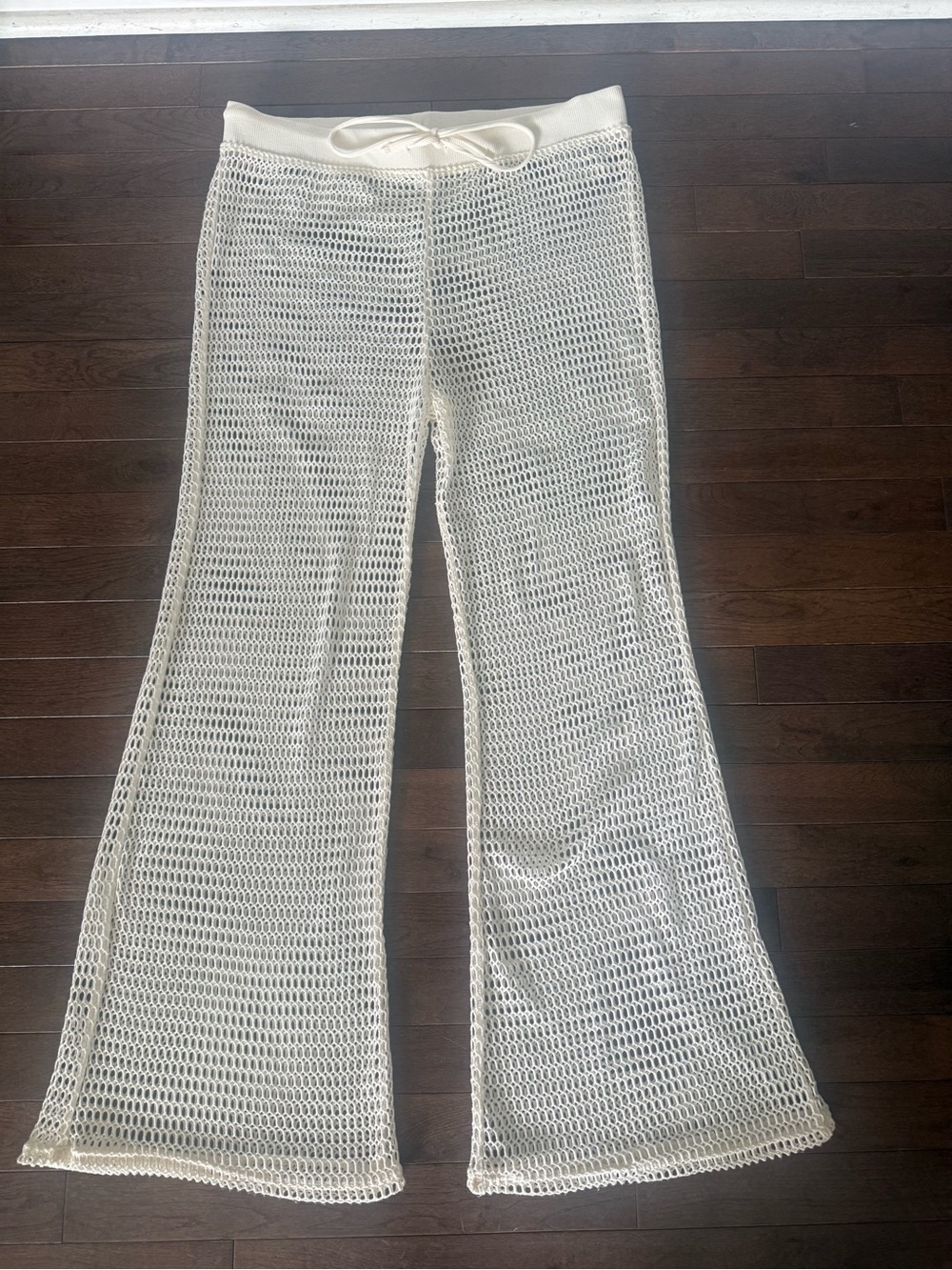 Shade & Shore Cream Crochet Mesh Cover-Up Pants